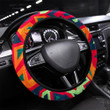 Ancient Seamless Pattern With Grunge Effect Printed Car Steering Wheel Cover