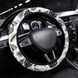 Tropical Background With Jungle Plants Palm Printed Car Steering Wheel Cover