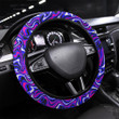 Violet Curved Line Seamless Texture Printed Car Steering Wheel Cover