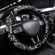 Tropical Palm Monstera Leaves With Leopard Skin Printed Car Steering Wheel Cover