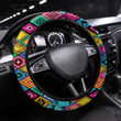 Southwestern Seamless Pattern With Deers Buffalo Printed Car Steering Wheel Cover