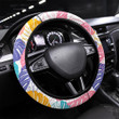 Christmas Navy Blue And Gold Seamless Pattern Printed Car Steering Wheel Cover