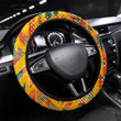 Grunge Watercolor Circle Seamless Pattern Printed Car Steering Wheel Cover