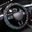 Hibiscus Flowers With Hawaiian Tapa Background Printed Car Steering Wheel Cover