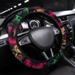 Seamless Color Pattern With A Tiki Mask Printed Car Steering Wheel Cover