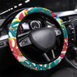 Tropical Pattern With Oranges Printed Car Steering Wheel Cover
