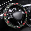 Beautiful Floral Christmas Seamless Pattern Printed Car Steering Wheel Cover
