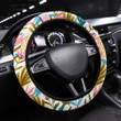 Zebra Wildlife Animal Floral Seamless Pattern Printed Car Steering Wheel Cover