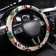 Tropical Floral Seamless Background Pattern Palm Printed Car Steering Wheel Cover