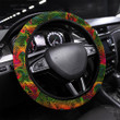 Retro Psychedelic Curved Line Seamless Pattern Printed Car Steering Wheel Cover