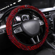 Red Color Tribal Geometric Seamless Texture Printed Car Steering Wheel Cover