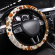 Abstract Modern Art With Tropical Leaves Grunge Printed Car Steering Wheel Cover