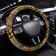 Seamless Floral Pink And Blue Printed Car Steering Wheel Cover