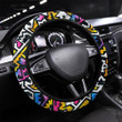 Graffiti Seamless Pattern With Grunge Effect Printed Car Steering Wheel Cover