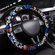 Seamless Leopard Skin Pattern With Abstract Printed Car Steering Wheel Cover