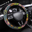 Fashion Seamless Pattern Golden Chains And Daisy Printed Car Steering Wheel Cover