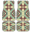 Green And Brown Geometric Shape Pattern All Over Print Car Floor Mats