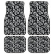 Black And White Line Tropical Flower Tree Plant Black Theme All Over Print Car Floor Mats