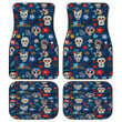 Multicolor Scary Skull Faces Flower Theme All Over Print Car Floor Mats