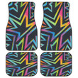 Bright Colorful Neon Graffiti Geomectric Pattern Black All Over Print Car Floor Mats