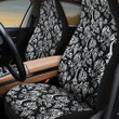 Black And White Line Tropical Flower Tree Plant Black Theme All Over Print Car Seat Cover
