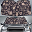 Black And Beige Paisley Flower Pattern Black Theme Car Sun Shades Cover Auto Windshield