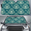 Vintage Flower Symbol Green Theme All Over Print Car Sun Shades Cover Auto Windshield