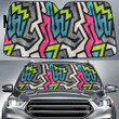 Multicolor Grunge Graffiti Geometric Pattern Car Sun Shades Cover Auto Windshield