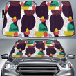Yellow Green Tone Black African Woman Vintage Style White Dot Pattern Car Sun Shades Cover Auto Windshield
