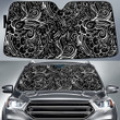 Black And White Line Tropical Flower Wave Pattern Black Theme Car Sun Shades Cover Auto Windshield