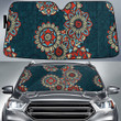 Red And Yellow Vintage Aztec Flower Tribal Pattern Car Sun Shades Cover Auto Windshield