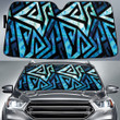 Tribal Lines Lunarable Pattern In Blue Color Car Sun Shades Cover Auto Windshield