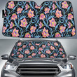 Orange Pink Tropical Flower Over Black Pattern Car Sun Shades Cover Auto Windshield