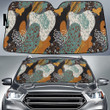 Green And Orange Tone Leopard Skin Texture All Over Print Car Sun Shades Cover Auto Windshield