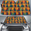 Yellow Tribal Triangle Psychedelic Colors Art Geometric Pattern Car Sun Shades Cover Auto Windshield