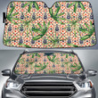 Green Tetrasperma Leaf Over Blue And Red Pattern Car Sun Shades Cover Auto Windshield