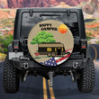 Happy Camper Campervan American Flag Pattern Printed Car Spare Tire Cover
