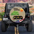 Happy Camper Vintage Camper Van Food Truck American Flag Pattern Printed Car Spare Tire Cover