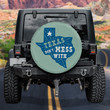 Rustic Texas Flag Don't Mess With Texas Mint Green Theme Printed Car Spare Tire Cover