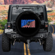 Houston American Flag Pattern Black Printed Car Spare Tire Cover