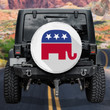 GOP Elephant American Flag Pattern White Theme Printed Car Spare Tire Cover