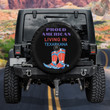 Proud American Living In Texarkana American Flag Black Theme Printed Car Spare Tire Cover