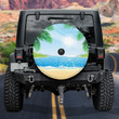 Beach Scenary Tropical Coconut Palm Tree Summer Vibe Printed Car Spare Tire Cover