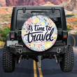 Its Time To Travel Summer Time White Theme Printed Car Spare Tire Cover