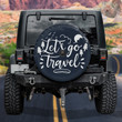 Let's Go Travel Summer Vibe Black Theme Printed Car Spare Tire Cover