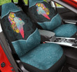 Bright Colored Parrot Flower Pattern Blue Green Background Car Seat Covers