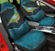 Multicolored Pigeon Floral Circle Pattern On Blue Green Background Car Seat Covers