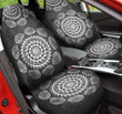 Scallop Patterns Drawing Around Circle Swirl On Black Background Car Seat Covers