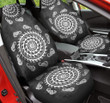 Seahorse Drawing Decorations Around Circle Swirl On Black Background Car Seat Covers