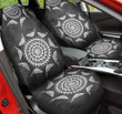 Whale Drawing Patterns Around Circle Swirl On Black Background Car Seat Covers